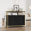 Homfa 7 Drawer Dresser for Bedroom, Modern Chest of Drawer, Wood Storage Cabinet with Shelf for Living Room, Black Gold
