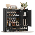 Homfa 7-Tier Shoe Cabinet with 3 Doors, 47.6-Inch Wide Shoe Rack, Black