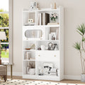 Homfa 70" H Open Shelf Bookcase with Drawer, Free Standing Display Storage Organizer with 8 Cubes, White