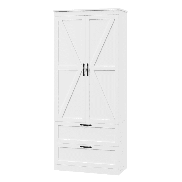 Homfa 70.3" Tall Bookcase with Drawers & Doors, Storage Cabinet with Adjustable Shelf for Living Room Home Office, White Finish