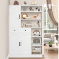 Homfa 70.8"H Bookcase with Shelves, 2 Drawers Storage Cabinet for Office Entrance Bathroom Living Room, White