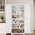 Homfa 71'' Freestanding Pantry Cabinet with 4 Doors, Modern White Storage Cabinet for Dining Room Living Room