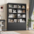 Homfa 71″ Tall Bookcase with 4 Drawers, 8 Cubes 6-Tier Double Row Bookshelf, Black Bookcase for Home Office Living Room