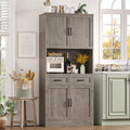 Homfa 71" Tall Farmhouse Storage Cabinet, Kitchen Pantry with 2 Drawers and Adjustable Shelves, Gray