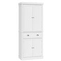 Homfa 72.4'' Tall 4 Door Storage Cabinet, Large Drawer Bookcase with  Shelves, White