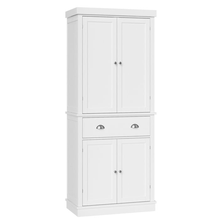 Homfa 72.4'' Tall 4 Door Storage Cabinet, Large Drawer Bookcase with  Shelves, White