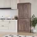Homfa 72.4'' Tall Kitchen Pantry with 4 Doors, Large Drawer Storage Cabinet for Dining Room Living Room, Brown