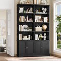 Homfa 72.8'' Tall Double Wide Cube Bookcase, 4-Tier 4 Doors Wood Display Bookshelves for Living Room Home Office, Black