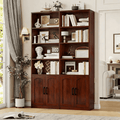 Homfa 73″ Tall Bookcases with Doors, 8 Cubes 6-Tier Double Row Bookshelf, Bookcase for Living Room Home Office, Cherry Red