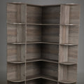 Homfa 73.9¡± Tall Corner Bookshelf, 6 Tier L-Shaped Large Display Bookcase with Curved Edges for Living Room Home Office Study, Gray