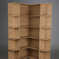 Homfa 73.9¡± Tall Corner Bookshelf, 6 Tier L-Shaped Large Display Bookcase with Curved Edges for Living Room Home Office Study, Natural Wood Color