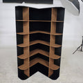 Homfa 73.9¡± Tall Corner Bookshelf, 6 Tier L-Shaped Large Display Bookcase with Curved Edges for Living Room Home Office Study, Black & Oak
