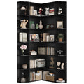 Homfa 73.9¡± Tall Corner Bookshelf, 6 Tier L-Shaped Large Display Bookcase with Curved Edges for Living Room Home Office Study, Black