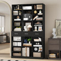 Homfa 75-Inch Tall Bookcase with 3 Drawers and Open Shelves, Wooden Bookshelf Storage Organizer for Living Room, Study, Home Office, Black