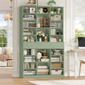 Homfa 75'' Tall Bookcase with Adjustable Shelves, 3 Drawers Display Bookshelf For Living Room, Home Office, Green