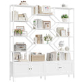 Homfa 76.4¡±H Triple Wide Modern Bookshelf with 4 Cabinets, Metal Frame Open Display Shelves for Living Room Home Office, White