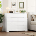 Homfa 8 Drawer Double Dresser for Bedroom Living Room, Wooden Modern Chest of Drawers with Grooved Handles, White