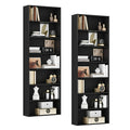Homfa 82" Tall Bookcases Set of 2, Freestanding Display Storage Shelves, 7-Tier Open Bookshelf for Home Office Living Room Bedroom, Black