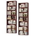 Homfa 82" Tall Bookcases Set of 2, Freestanding Display Storage Shelves, 7-Tier Open Bookshelf for Home Office Living Room Bedroom, Cherry Red