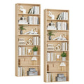 Homfa 82" Tall Bookcases Set of 2, Freestanding Display Storage Shelves, 7-Tier Open Bookshelf for Home Office Living Room Bedroom, Oak