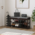 Homfa Bamboo Shoe Bench Rack with Storage, Entryway Storage Bench with Padded Seat, Shoe Oiganizer Shelf for Entryway Mudroom Bathroom, Vintage