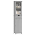 Homfa Bathroom Storage Cabinet, Linen Cabinet, Narrow Tall Cabinet Storage Tower with Door and Drawer, Gray