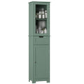 Homfa Bathroom Storage Cabinet, Linen Cabinet, Narrow Tall Cabinet Storage Tower with Door and Drawer, Green
