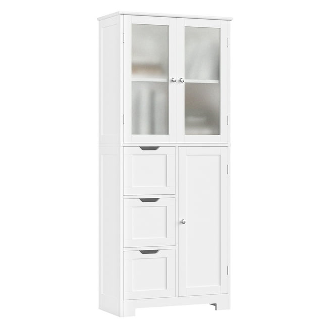 Homfa Bathroom Storage Cabinet, White Linen Cabinet, Tall Cabinet Storage Tower with Door and Drawer