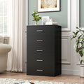 Homfa Black 5 Drawer Dresser, Chest of Drawers for Bedroom, Modern Wood Storage Cabinet for Living Room