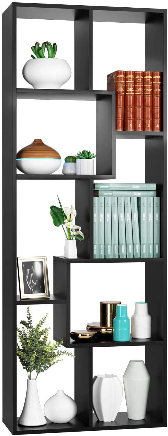 Homfa Bookcase,TV Stand 8-Cube Bookshelf, Free Standing Display Shelves for Books Plants Photo Souvenirs Decor Furniture in Living Room Bedroom Reading Room Library, 63 x 23.6 x 9.4 Inches Black