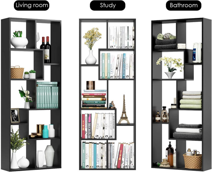Homfa Bookcase,TV Stand 8-Cube Bookshelf, Free Standing Display Shelves for Books Plants Photo Souvenirs Decor Furniture in Living Room Bedroom Reading Room Library, 63 x 23.6 x 9.4 Inches Black