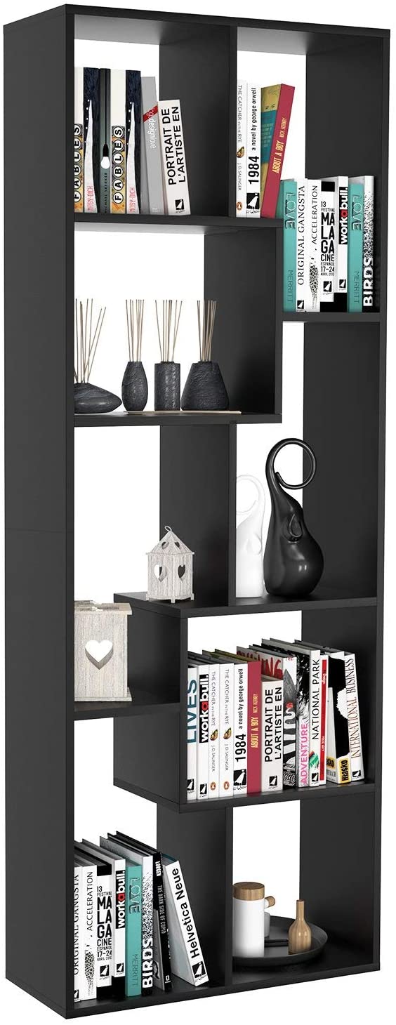 Homfa Bookcase,TV Stand 8-Cube Bookshelf, Free Standing Display Shelves for Books Plants Photo Souvenirs Decor Furniture in Living Room Bedroom Reading Room Library, 63 x 23.6 x 9.4 Inches Black