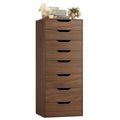 Homfa Compact 8 Drawer Bedroom Dresser for Small Spaces, Wood Tall Chest of Drawer, Walnut