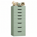 Homfa Compact 8 Drawer Bedroom Dresser for Small Spaces, Wood Tall Chest of Drawer, Green