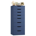 Homfa Compact 8 Drawer Bedroom Dresser for Small Spaces, Wood Tall Chest of Drawer, Blue