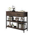 Homfa Console Table with Drawers, Entryway Table with Storage Shelves, 39.4'' Narrow Hallway Sofa Table for Living Room, Dark Brown