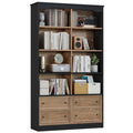 Homfa Double Row 6 Tier Bookcases, 71 in Tall Bookcase Bookshelf with 4 Drawers and 8 Display Cubicles, for Home Office Living Room, Natural Oak