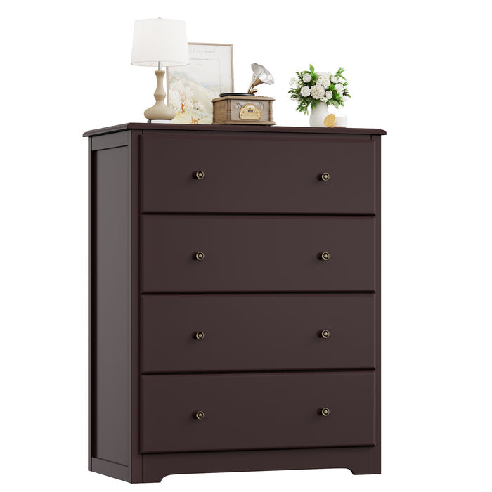 Homfa Dresser Chest, Modern Chest Organizer with 4 Drawers for Bedroom, Dark Brown