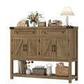 Homfa Farmhouse Console Table with 2 Drawer for Entrance Hall, 4 Door Wood Foyer Table Coffee Bar, Rustic Brown