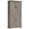Homfa Farmhouse Kitchen Pantry Storage Cabinet with Adjustable Shelf, Modern Tall Wood Storage Cabinets with Metal Handle, Gray