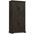 Homfa Farmhouse Kitchen Pantry Storage Cabinet with Adjustable Shelf, Modern Tall Wood Storage Cabinets with Metal Handle, Dark Brown