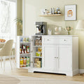 Homfa Farmhouse Kitchen Pantry with Drawer, 8 Shelves Food Storage Cabinet for Dining Room, White
