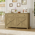 Homfa Farmhouse Kitchen Sideboard, 4-Doors 2-Drawers Wood Buffet Cabinet with Adjustable Shelves, Brown