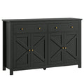 Homfa Farmhouse Kitchen Sideboard, 4-Doors 2-Drawers Wood Buffet Cabinet with Adjustable Shelves, Black
