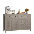 Homfa Farmhouse Kitchen Storage Cabinet, 4-Doors 2-Drawers Wood Buffet Sideboard for Dining Room Living Room, Gray