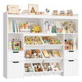 Homfa Kids Bookcase with 4 Wood Drawers, Kids Toy Storage Cabinet with 4 Cubby and 8 Toy Bin for Kids Bedroom Living Room, White