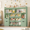Homfa Kids Bookcase with 4 Wood Drawers, Kids Toy Storage Cabinet with 4 Cubby and 8 Toy Bin for Kids Bedroom Living Room, Green