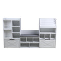 Homfa Kids Bookcase with Reading Nook, 74.61" L Kids Toy Storage Organizer with 12 Cubbies, 2 Drawers for Kids Room, White