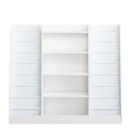 Homfa Kids Bookshelf and Toy Storage with Canvas Sling Sleeves, Modern Wood Display Bookshelf for Playroom Living Room Bedroom, White