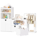 Homfa Kids Closet Organizers with Rack, 2 Drawers Bookshelf Toy Storage Set for Kids Room, White Finish